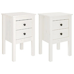 Maison Chic Lot de 2 Tables de chevet - Tables de Nuit Blanc 40x35x61,5 cm Bois de pin massif