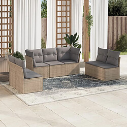 vidaXL Salon de jardin avec coussins 7 pcs beige résine tressée