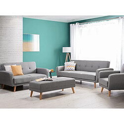 Beliani Ensemble canapés et fauteuil en tissu gris clair 6 places avec pouf FLORLI