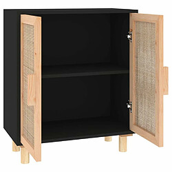 Maison Chic Buffet,Meuble de Rangement,commode pour salon,Cuisine Noir 60x30x70 cm Bois de pin massif et rotin naturel -MN78955 pas cher