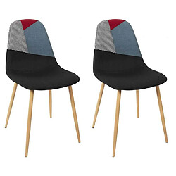 The Home Deco Factory Chaises first patchwork en métal et textile (Lot de 2) Bleu et rouge. Chaises first patchwork en métal et textile (Lot de 2) Bleu et rouge