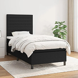 vidaXL Sommier à lattes de lit avec matelas Noir 100x200 cm Tissu