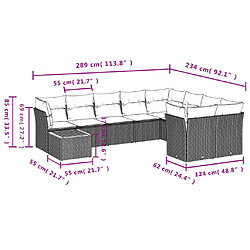 Acheter vidaXL Salon de jardin avec coussins 10 pcs gris résine tressée