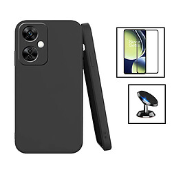 PHONECARE Kit Film Verre Trempé 5D Full Cover + Coque Silicone Liquide + Support Magnétique de Voiture pour Oppo K11X - Noir 