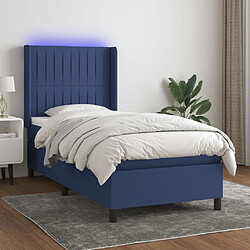 Sommier à lattes,Cadre à lattes de lit pour Adulte matelas et LED Bleu 100x200 cm Tissu -MN36658