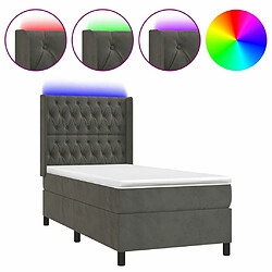 Maison Chic Lit adulte- Lit + matelas + LED,Sommier à lattes de lit matelas LED Gris foncé 90x190cm Velours -GKD22700