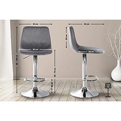 Non Lot de 2 tabourets de bar Divo velours chrome