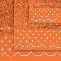 Acheter Lot de 3 Serviettes de Bain 100% Coton Éponge 450g Absorbants 3 Tailles, Orange, , Orange, Briebe, Polka Dots