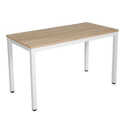 Helloshop26 Table d'étude bureau informatique grande table d'ordinateur table de bureau pieds de mise à niveau réglables 120 couleur de bois blanc 12_0001355