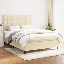 vidaXL Sommier à lattes de lit avec matelas Crème 140x190 cm Tissu 