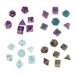 28 Pièces Dés Polyédriques D4 D6 D8 D10 D12 D20 Pour Mdn Jeux RPG