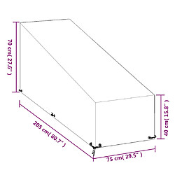 vidaXL Housse de chaise longue 12 œillets 205x75x40/70 cm polyéthylène pas cher