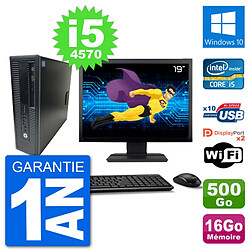 PC HP 800 G1 Ecran 19" Core i5-4570 RAM 16Go Disque 500Go Windows 10 Wifi - Occasion