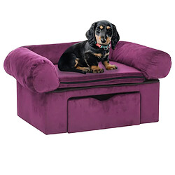 vidaXL Canapé pour chien avec tiroir Bordeaux 75x50x38 cm Peluche