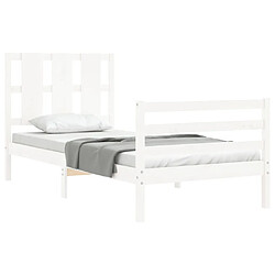 Acheter Maison Chic Cadre/structure de lit avec tête de lit pour adulte - Lit Moderne Chambre blanc petit simple bois massif -MN13355