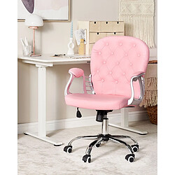 Beliani Chaise de bureau Cuir PU Rose PRINCESS