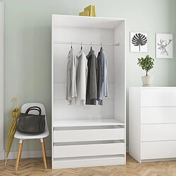 vidaXL Garde-robe Blanc brillant 100x50x200 cm Bois d'ingénierie