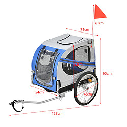 Remorque Vélo pour Chien Capacité 26 kg 138 x 71 x 90 cm Bleu Gris Noir [pro.tec]