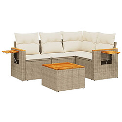 vidaXL Salon de jardin avec coussins 5 pcs beige résine tressée