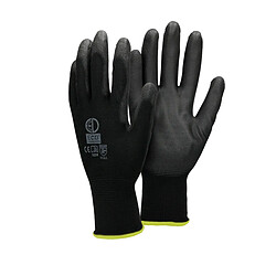 ECD Germany 36 Paires de Gants de Travail en PU - Taille 8-M - Noir - Élastique - Protection Usages Multiples - pour Mécanicien Constructeurs Travail de Jardin Bricolage Montage - Multifonction