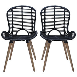 Maison Chic Lot de 2 Chaises à manger,Chaise pour cuisine,Solide Structure noir rotin naturel -MN80334