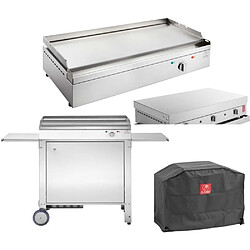 Planet Plancha électrique en inox Chef 80 cm Avec chariot fermé + couvercle + housse.