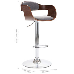 vidaXL Tabouret de bar Contreplaqué et tissu gris pas cher