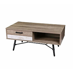 Table basse 1 tiroir 1 Niches en bois avec struture en métal noir 110 x 60 x H 49 cm BROOKLYN+Urban Living