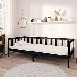 Maison Chic Lit de jour avec matelas, Lit de repos Lit d'invité pour Salon Chambre,Canapé-lit 90x200 cm Noir Bois de pin massif -MN34226