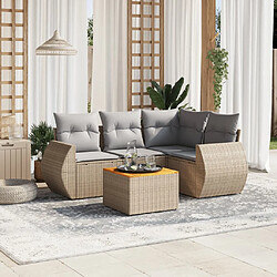 vidaXL Salon de jardin avec coussins 5 pcs beige résine tressée 