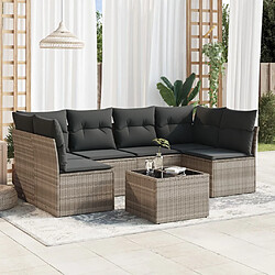 vidaXL Salon de jardin avec coussins 7 pcs gris clair résine tressée 