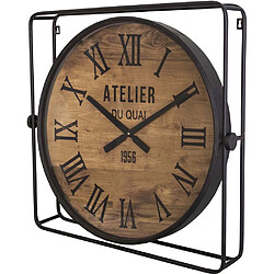 Antic Line Creations Pendule industrielle avec cadre en fer 60 cm.