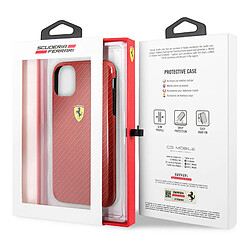 Ferrari Coque pour iPhone 11 Pro Max Carbone Polyuréthane Compatible QI Rouge pas cher