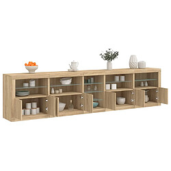 Maison Chic Commode Buffet - Meuble de rangement avec lumières LED chêne sonoma 283x37x67 cm -GKD92682