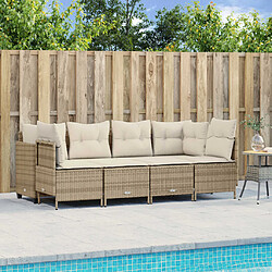 vidaXL Salon de jardin avec coussins 5 pcs beige résine tressée 