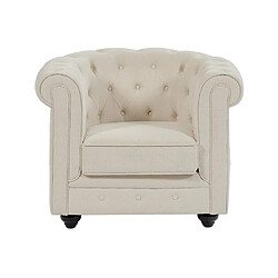 Avis Vente-Unique Fauteuil en tissu beige CHESTERFIELD