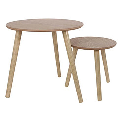 The Home Deco Factory Tables gigognes rondes bois brut (Lot de 2).