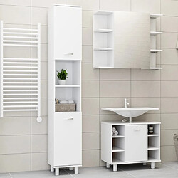 Maison Chic Armoire de Bain | Ensemble de 3 meubles salle de bain Blanc Aggloméré -GKD24745