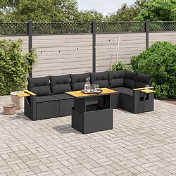 Maison Chic Ensemble Tables et chaises d'extérieur 7pcs avec coussins,Salon de jardin noir résine tressée -GKD126220