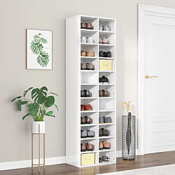 vidaXL Armoire à chaussures blanc brillant 54x34x183cm bois ingénierie