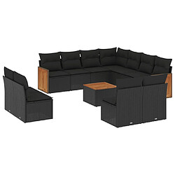 Maison Chic Salon de jardin 12 pcs avec coussins, Ensemble Tables et chaises d'extérieur noir résine tressée -GKD424139