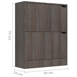 vidaXL Armoire à chaussures 2 portes Chêne sonoma gris Bois ingénierie pas cher