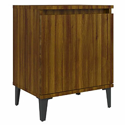 Maison Chic Table de chevet,Table de nuit,Table d'appoint pour salon avec pieds en métal Chêne marron 40x30x50 cm -MN19571