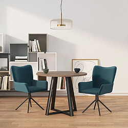 vidaXL Chaises pivotantes à manger lot de 2 Bleu Velours