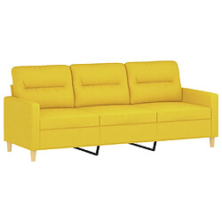 Avis vidaXL Ensemble de canapés 3 pcs avec coussins jaune clair tissu