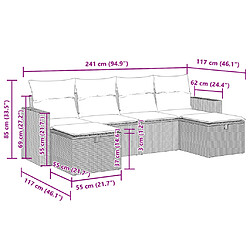 vidaXL Salon de jardin 6 pcs avec coussins gris clair résine tressée pas cher