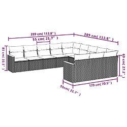 Avis vidaXL Salon de jardin 11 pcs avec coussins gris résine tressée