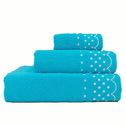 Lot de 3 Serviettes de Bain 100% Coton Éponge 450g Absorbants 3 Tailles Turquois, , Turquoise, Briebe, Polka Dots