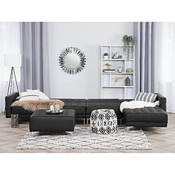 Acheter Beliani Canapé angle gauche convertible cuir PU noir 5 places avec pouf ABERDEEN