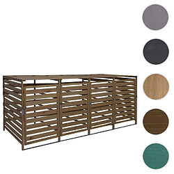 Mendler XL cache poubelle pour 4/8 places HWC-H62, cache poubelle, extensible 110x65x93cm bois massif ~ brun foncé